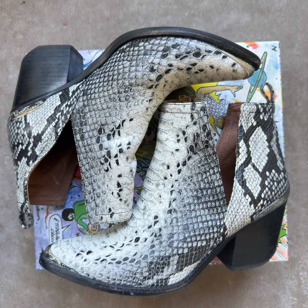 Jeffrey Campbell Cromwell Snakeskin Ankle Boots